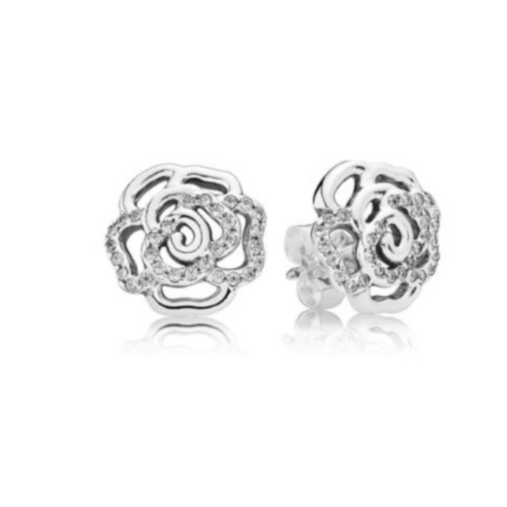 Lux 100% Sterling Silver Royal Rose Petal Earrings